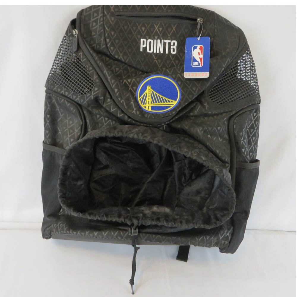 Point 3 Golden State Warriors NBA Basketball Backpack Black Ball Pocket New wTag - Picture 7 of 16